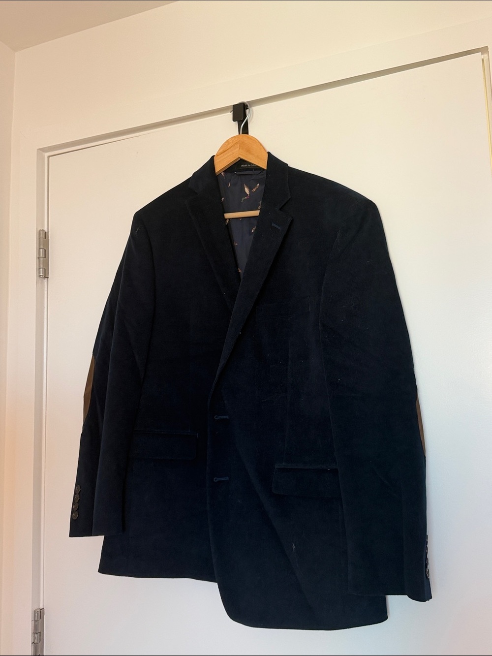 Ralph Lauren Navy Velvet Sport Coat with Brown Elbow Patches